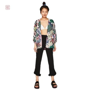 Veste Kimono à imprimé floral tropical