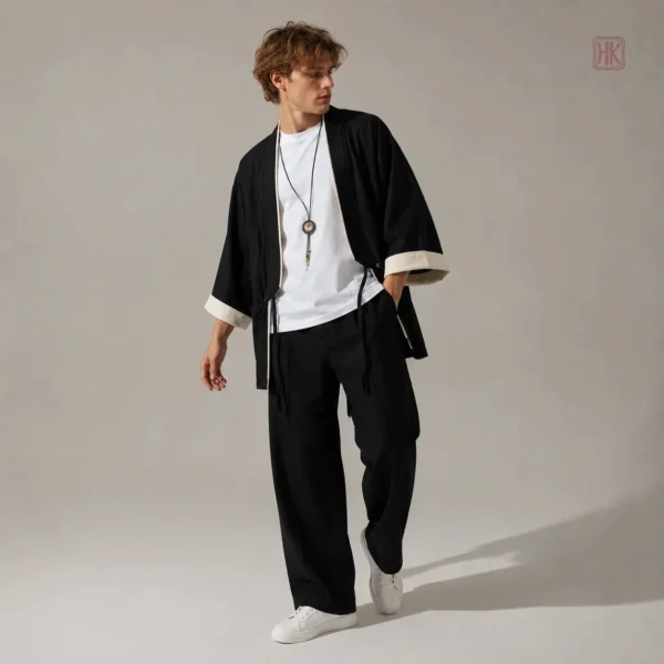 veste-kimono-unie-samourai-1 Veste Kimono Homme Unie Samourai