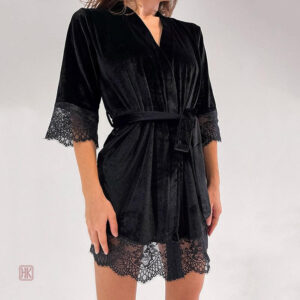 Peignoir kimono en velours doux et élégant