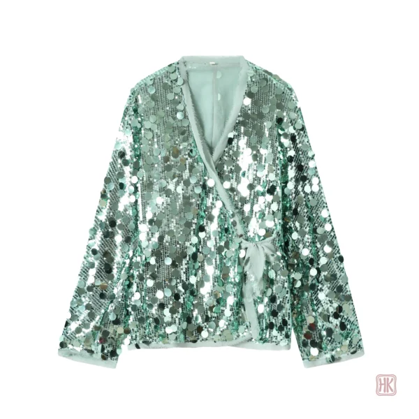 Kimono scintillant vert avec paillettes
