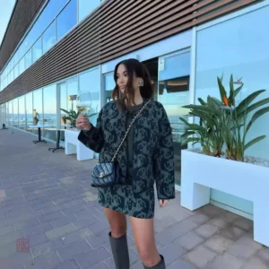 Veste Kimono Verte en Coton Épais pour femme