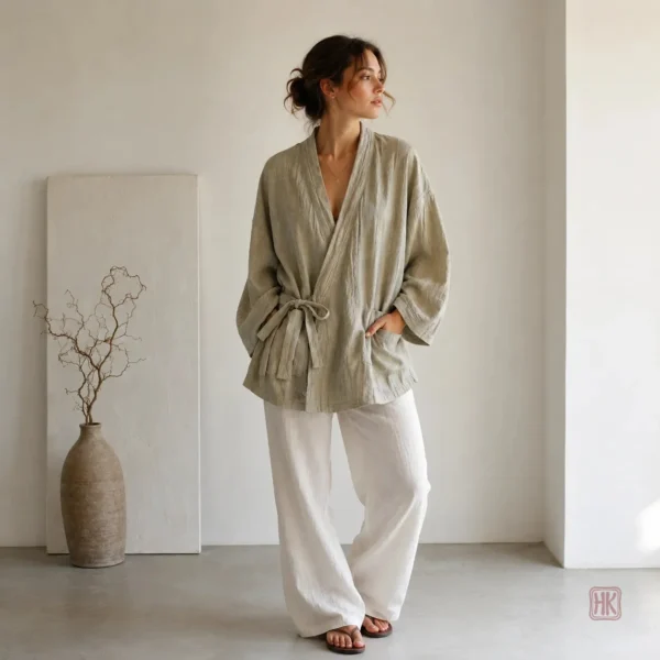 veste-kimono-vintage-beige-1 Veste Kimono Vintage Beige pour femme