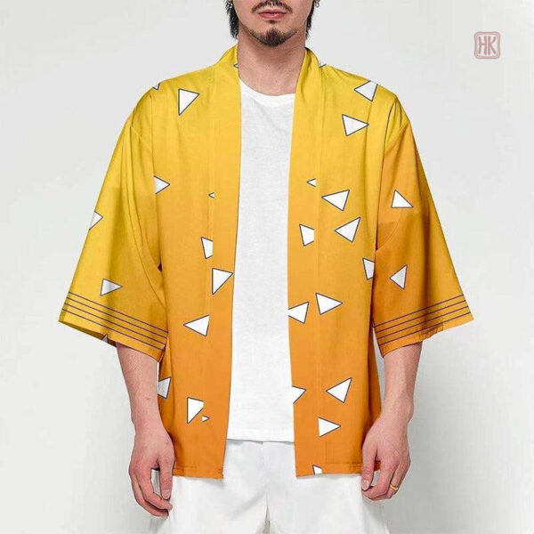 veste-kimono-zenitsu-1 Veste Kimono Zenitsu pour homme, style moderne et décontracté