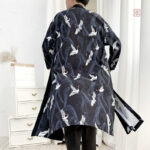 Veste Kimono Homme à motifs de grues blanches