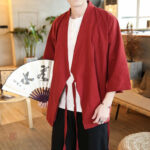 Veste longue de style kimono en rouge