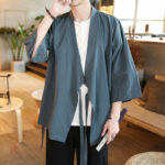 Veste Kimono Verte pour homme, style moderne et décontracté
