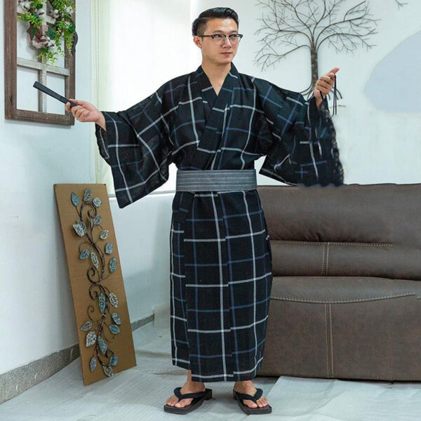 yukata-a-carreaux-1 Yukata à carreaux pour homme, style pyjama kimono