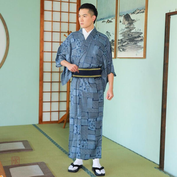 Vêtement japonais pour homme, yukata avec designs uniques