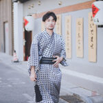 Yukata à pois pour homme, élégant et léger