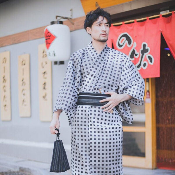 Kimono homme à motifs pois, style traditionnel japonais