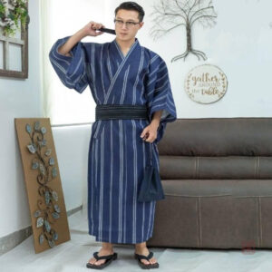 Yukata homme à rayures, style kimono confortable