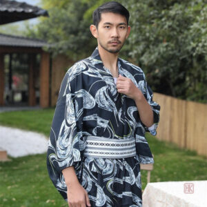 Yukata homme ancien, kimono traditionnel japonais pour homme
