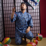 Yukata homme bleu en style kimono confortable