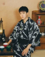 Yukata japonais pour homme, vêtement traditionnel élégant