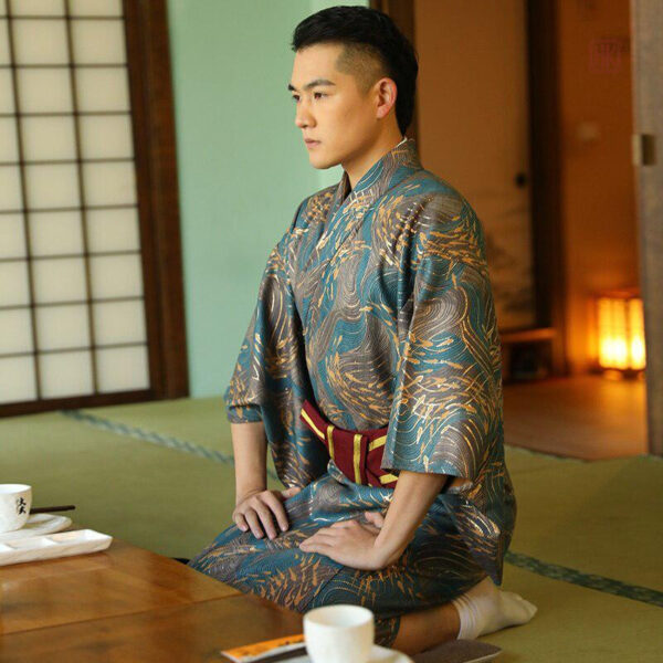 yukata-vert-homme-1 Yukata vert pour homme, élégant et traditionnel