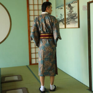 Kimono décontracté pour homme, design vert classique